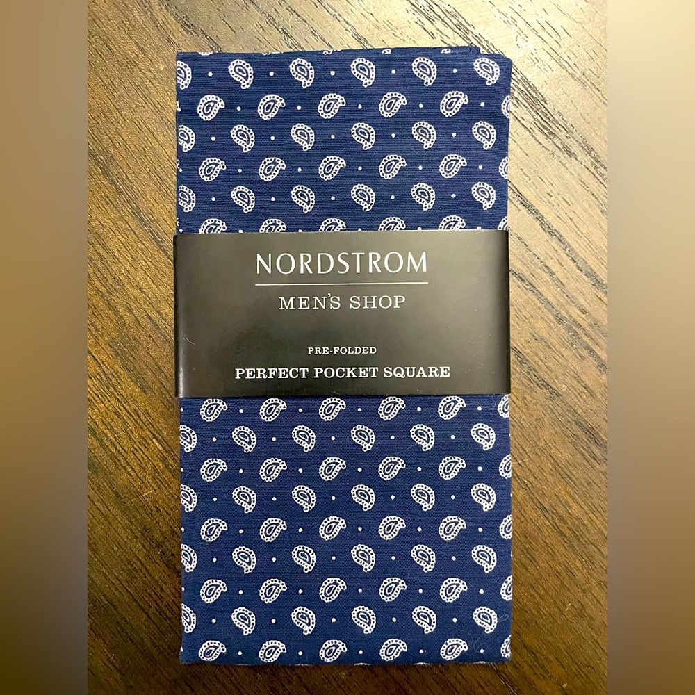 Nordstrom Perfect Pocket Square // Blue Paisley pattern